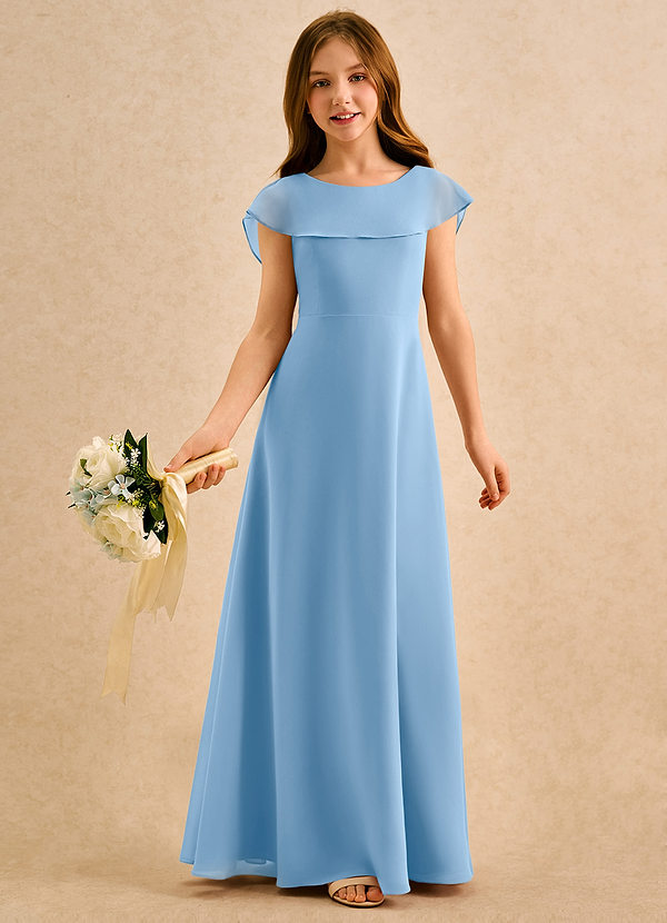 Azazie Kittie Girls Formal Bloemenmeisjesjurken A-lijn Jurk van Chiffon Poederblauw image1
