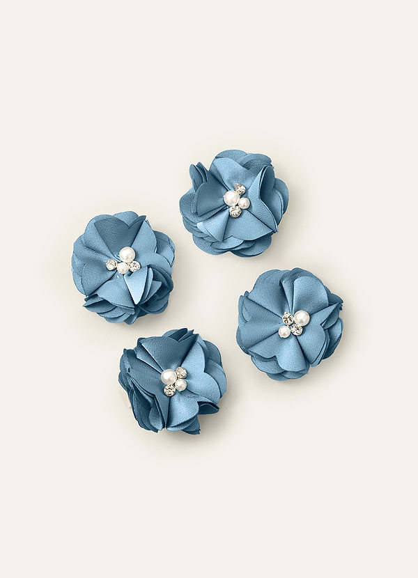 front Four-Piece Matching Color Stretch Satin Hair Clip Set