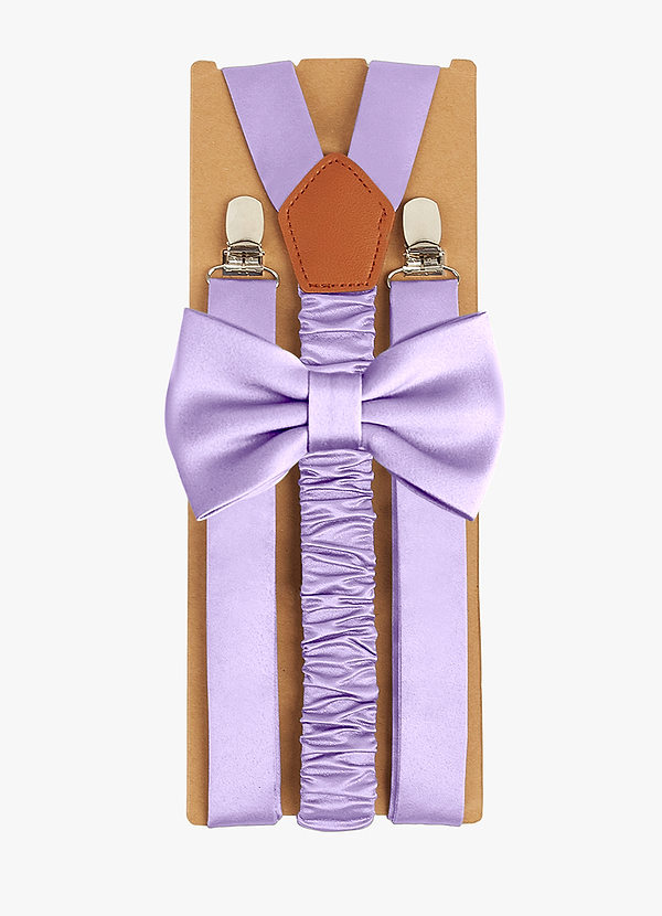 front Matching Matte Satin Bow Tie & Suspenders Set