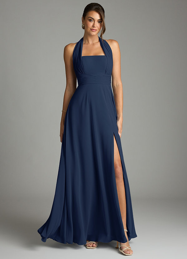 Azazie Tamira Suknie dla druhen Linia A Pofałdowany Szyfon Do ziemi Sukienka image1