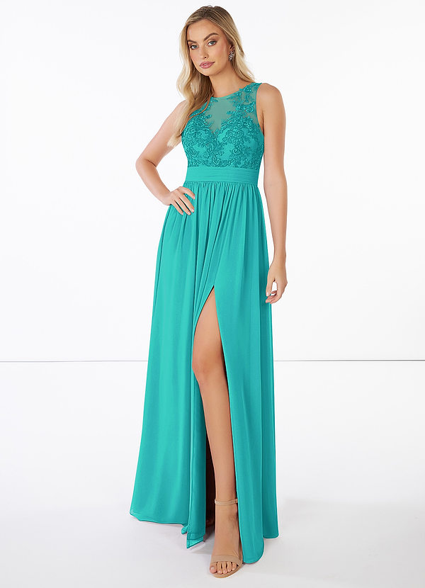 Azazie Mea Bridesmaid Dresses Spa A-Line Lace Chiffon Dress image1