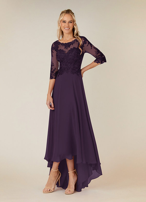 Azazie Monza Mother of the Brides Dresses Plum A-Line Lace Chiffon Dress image1