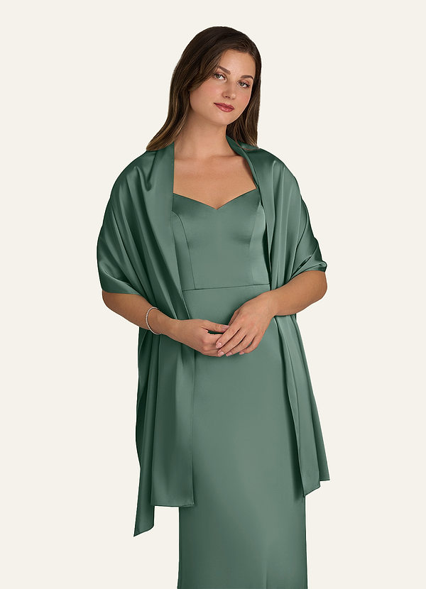 front Azazie Matching Color Ireland Stretch Satin Shawl