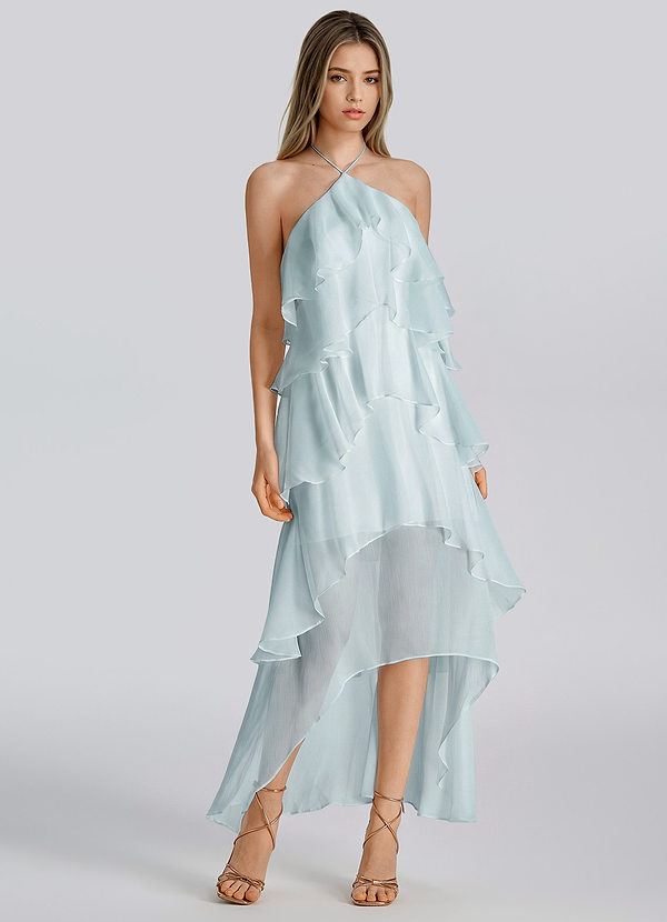 June Muntgroen A-lijn chiffon midi-jurk image1