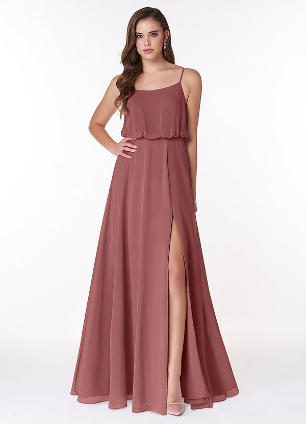 Azazie Lupe Robes Demoiselle d'honneur Robe Trapèze en Mousseline de soie Blouson échancré Améthyste image1