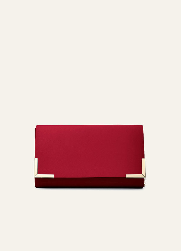 front Matching Color Matte Satin Envelope Clutch Bag