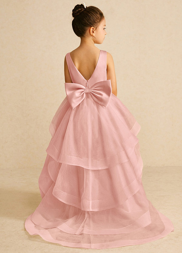 Azazie Pumpkin Flower Girl Dresses Rosette A-Line Convertible Tulle Dress image1