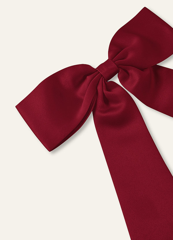 front Matching Color Satin Bow Hair Clip Set 2Pc