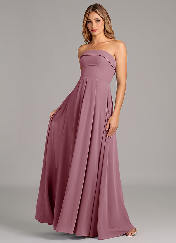 Azazie Lucienne Bridesmaid Dresses Vintage Mauve A-Line Strapless Chiffon Convertible Dress image1