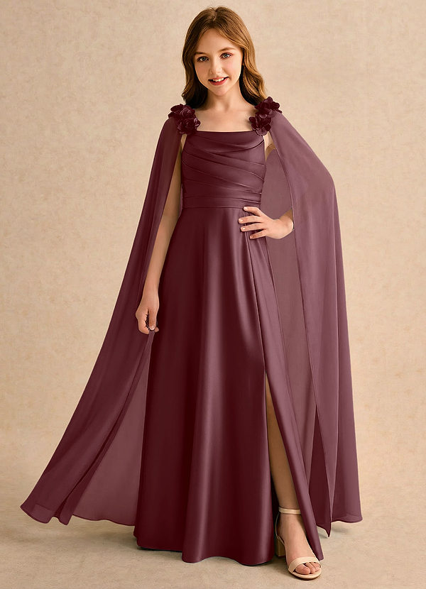 Azazie Rosita Girls Formal Klänningar för brudeflicka Klä A-Line i Stretch Satin Plisserad image1