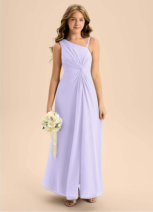 Azazie Brooke Junior Lilac A-Line Side Slit Chiffon Dress image1