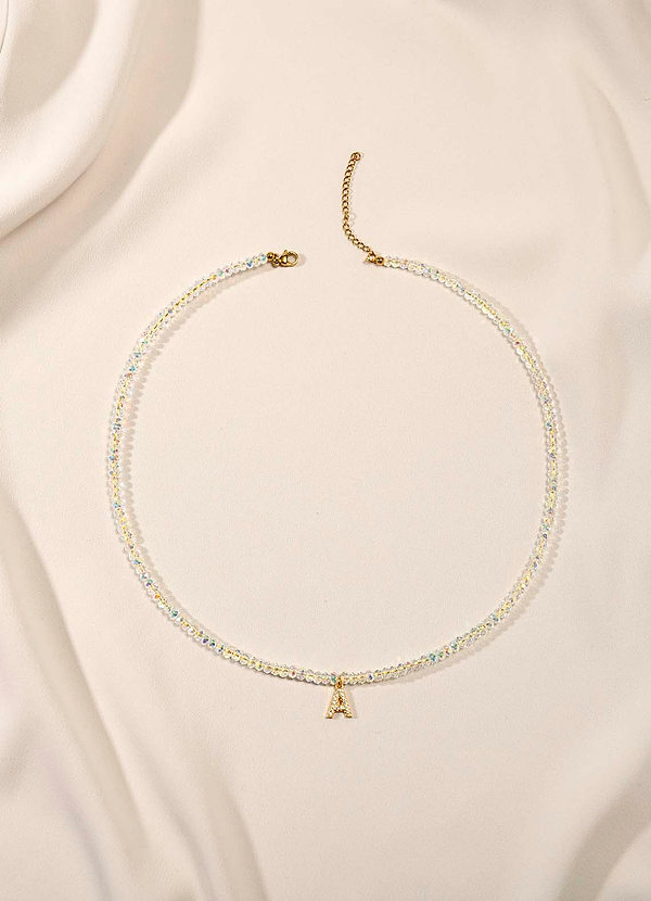 front Halsband med bokstavskristallpärlor
