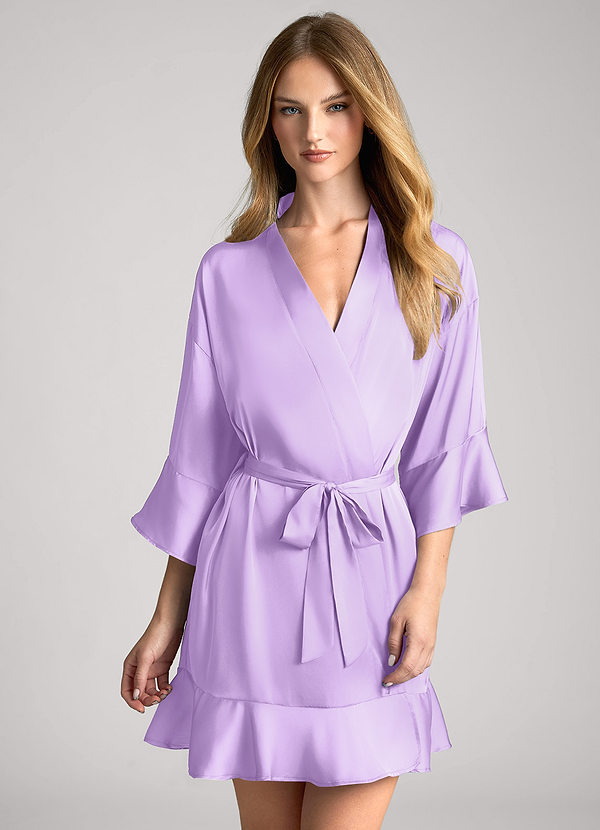 front Lilla Vestaglia in raso con volant