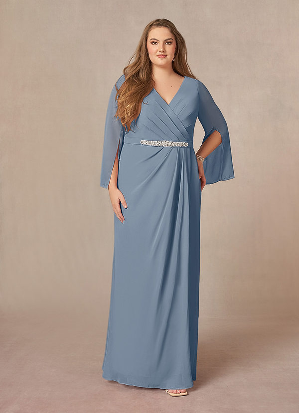 Azazie Belinda Mother of the Brides Dresses Twilight A-Line V-Neck Pleated Chiffon Dress image1