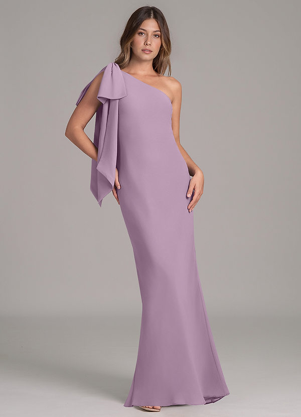Azazie Capri Bridesmaid Dresses Wisteria A-Line One Shoulder Chiffon Dress image1