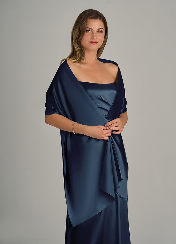 front Azazie Matching Color Ireland Metallic Satin Shawl