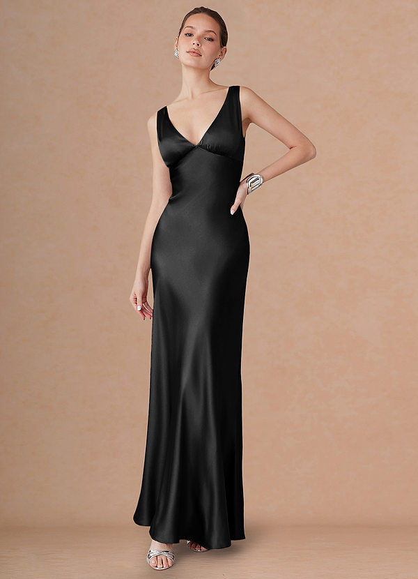 Mirea Black Luminous Satin Maxi Dress image1