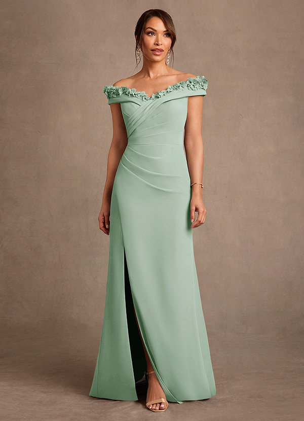 Azazie Jettie Mother of the Bride Dresses Vestido Agave de Chiffon de Bainha com Plissado image1