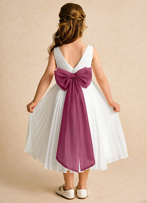 Azazie Margot Flower Girl Dresses Ivory Mulberry A-Line Pleated Chiffon Dress image1