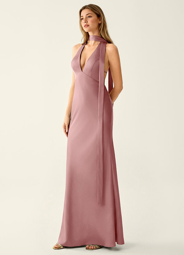 Wrenllien Blasses Pink Satin-Abendkleid image1