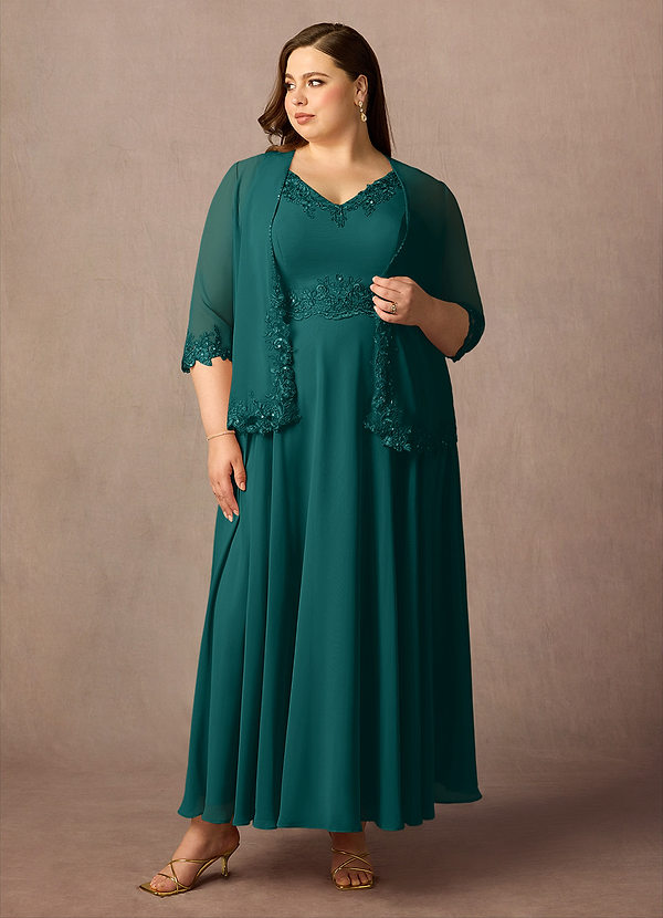 Azazie Devana Mother of the Brides Dresses Peacock A-Line Sequins Chiffon Dress image1