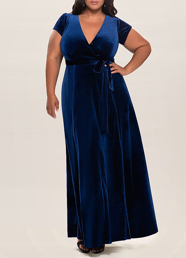 back Dreaming Of You Navy Blue Velvet Maxi Dress