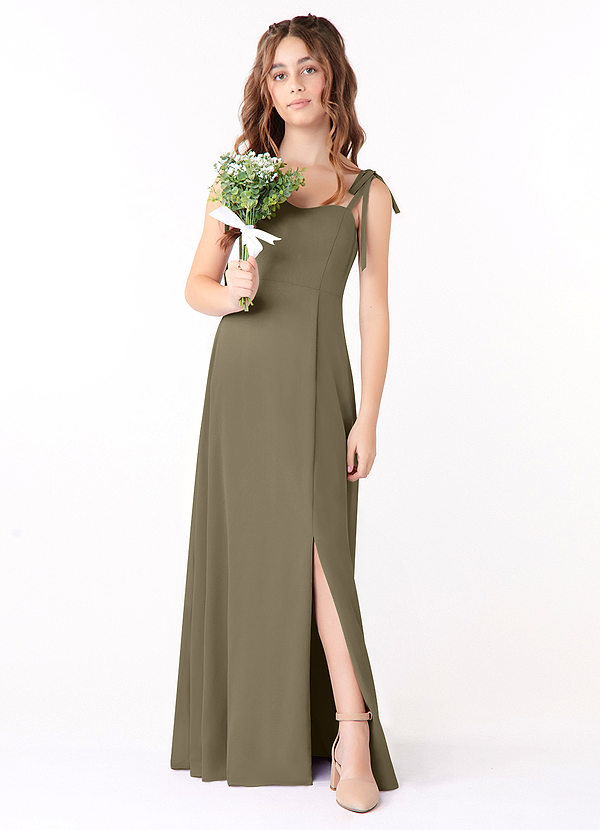 Azazie Rosey Junior Willow Green A-Line Sweetheart Neckline Chiffon Dress image1