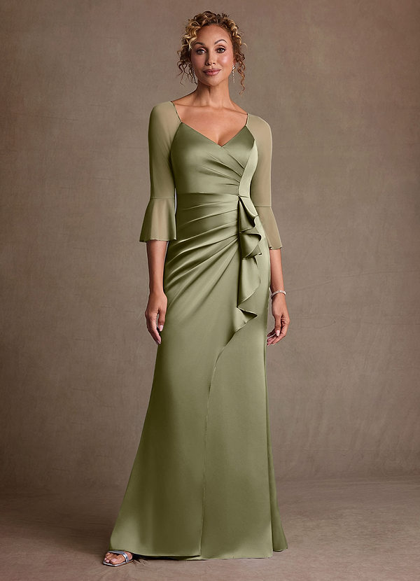 Azazie Nampa Klänningar till brudens mor Klä Tubklänning i Maska Plisserad Pistasch image1