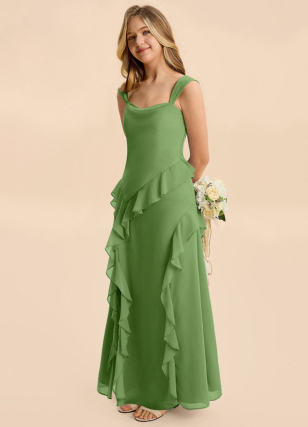 Azazie Sloane Junior Basil A-Line Sweetheart Neckline Chiffon Dress image1