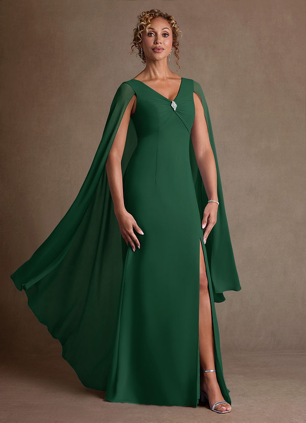 Azazie Boudica 신부의 어머니 드레스 A라인 주름진 쉬폰 플로어 길이 드레스 image1