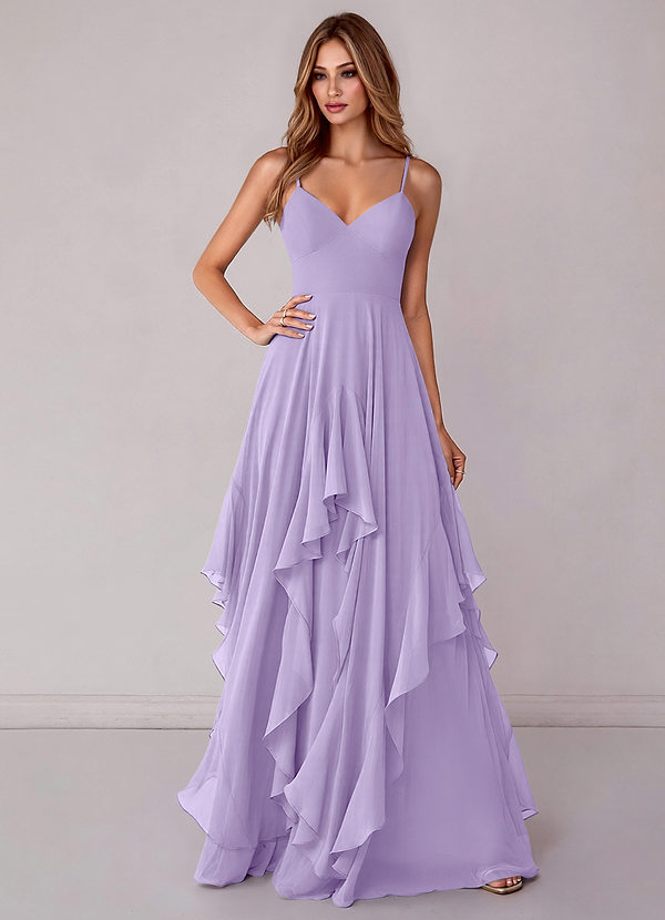 Azazie Zaina Bridesmaid Dresses Lilac A-Line Chiffon Dress image1