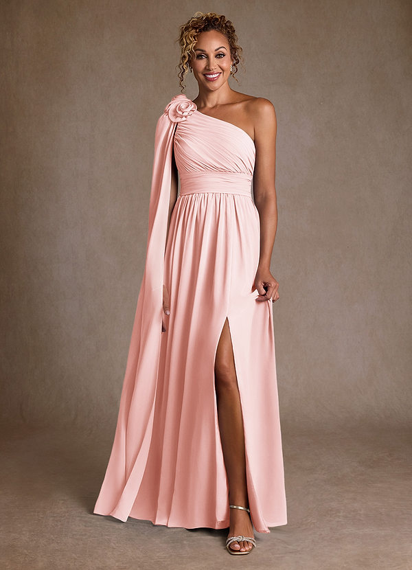 Azazie Lancaster Brautmutterkleider A-Linie One-Shoulder Chiffon Kleid Zartrosa image1