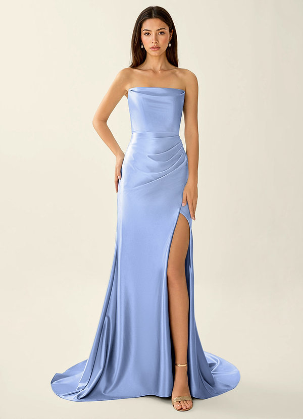 Philomena Light Blue Corset Stretch Satin Mermaid Prom Dress image1