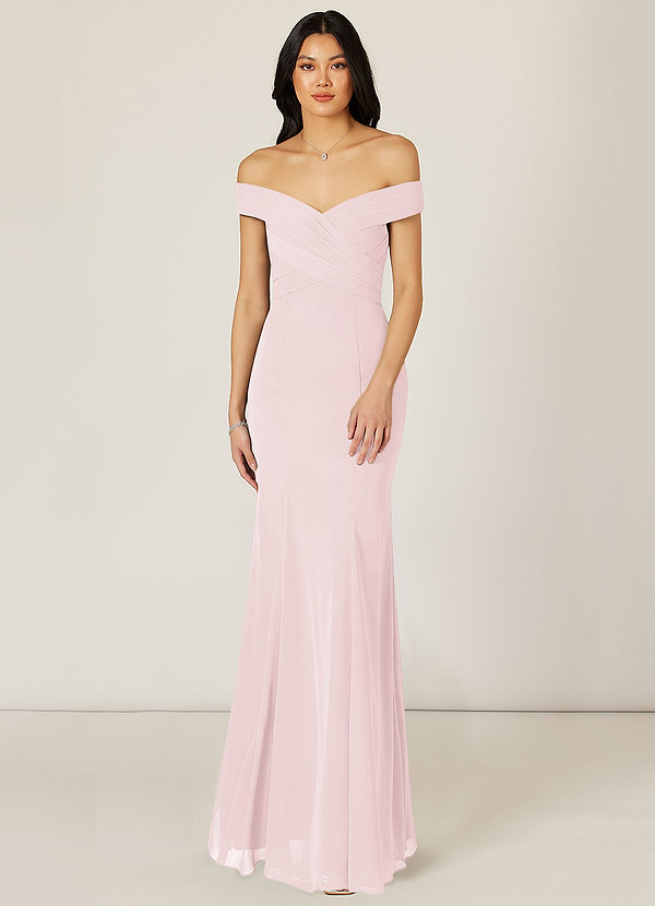 Blushing Pink Azazie Lecia Bridesmaid Dresses Azazie
