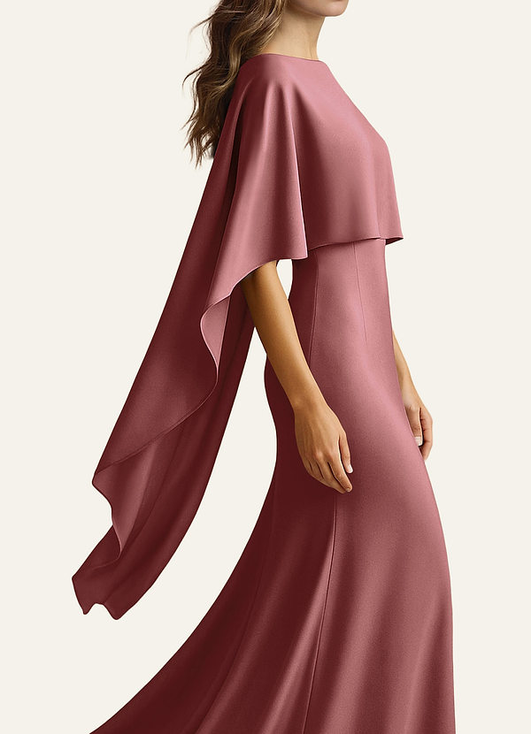 front Azazie Cape multi-positions en satin extensible de couleur assortie