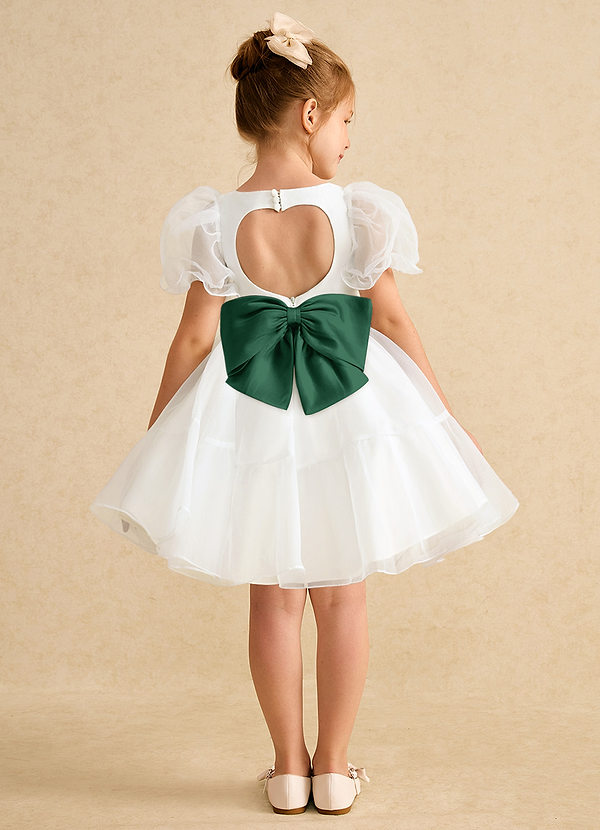 Azazie Debbie Vestidos de Niña de Flores Vestido de Marfil Verde Oscuro de Organza de Princesa con Escote de Corazón image1