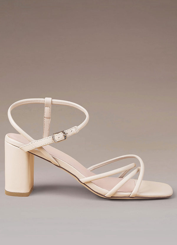front Crossband Buckle Block Heel Sandals