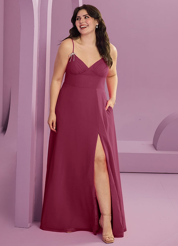 Barbie ♥ Azazie Bridesmaid Dresses Mulberry A-Line with Pockets Chiffon Dress image1