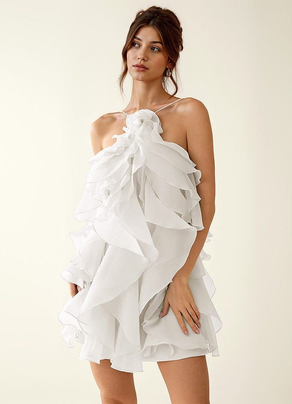 Oliamagn White Ruffles Tulle Mini Dress image1