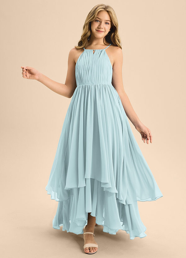Azazie Elliora Junior Mist A-Line Pleated Chiffon Dress image1
