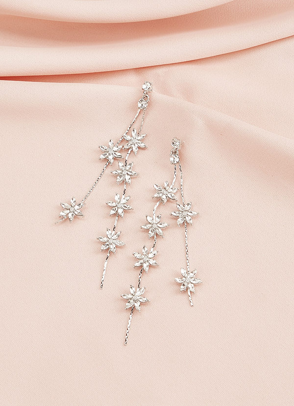 front Pendientes de borlas con flores de cristal