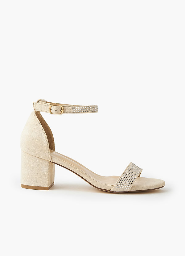 front Shimmer Strap Block Heel Sandalen