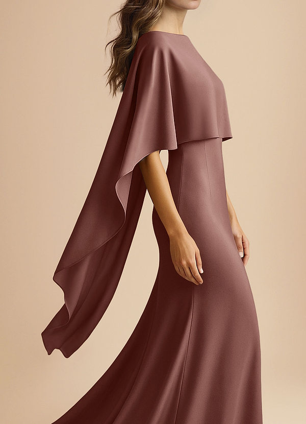 front Azazie Cape multi-positions en satin extensible de couleur assortie