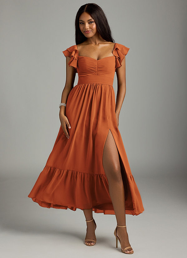 Azazie Anaya Brautjungfernkleider A-Linie Plissee Chiffon Kleid Kanel image1