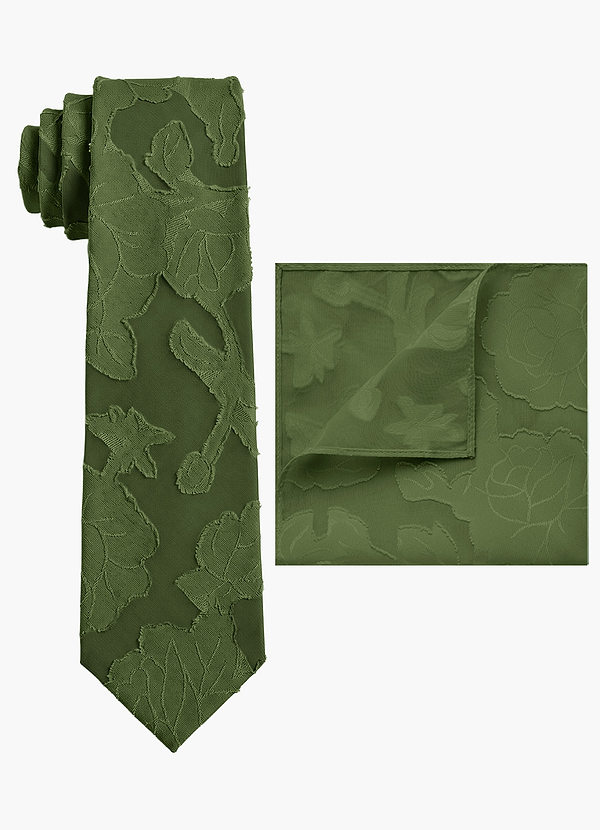 front Floral Burnout Wide Tie and Pocket Square Set