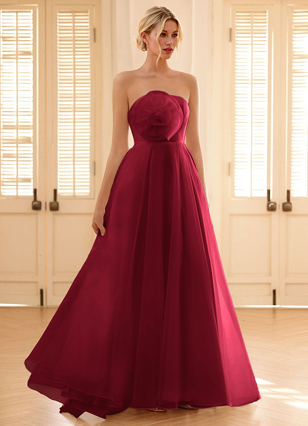 Bleria Burgundy A-line 3D Flowers Prom Dress image1