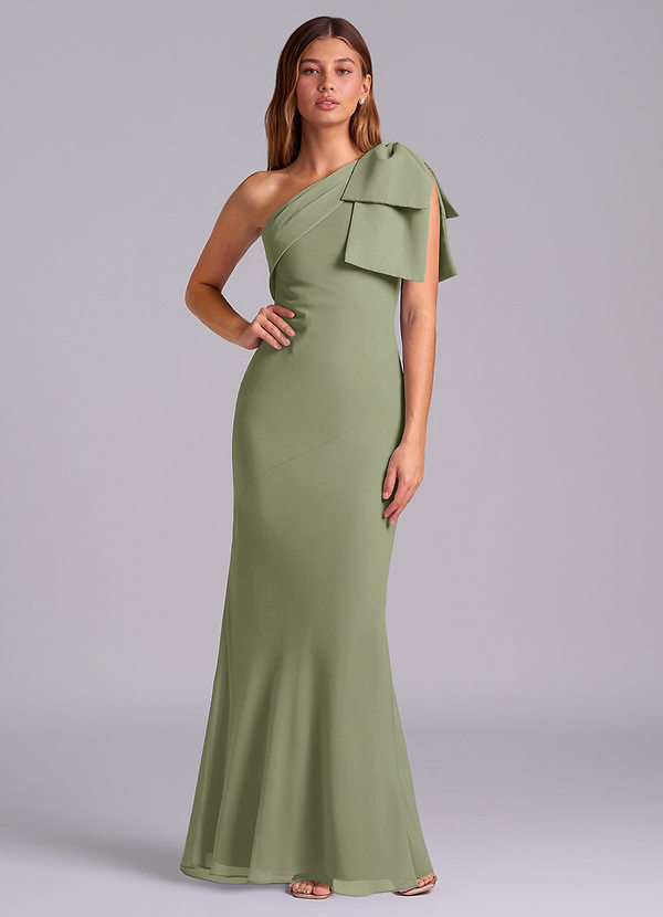 Azazie Yuanna Bridesmaid Dresses Pistachio Mermaid One Shoulder Chiffon Dress image1