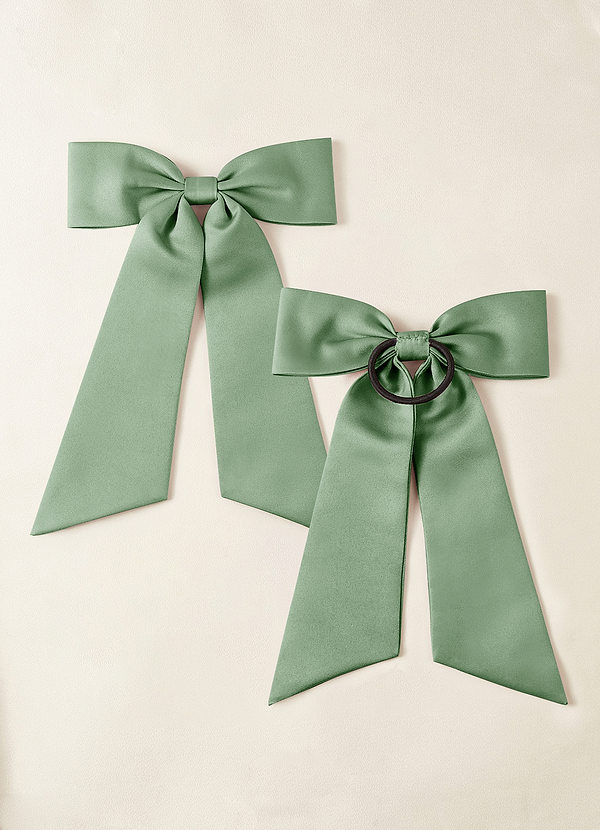 front Matching Color Matte Satin Bow Hair Tie Set