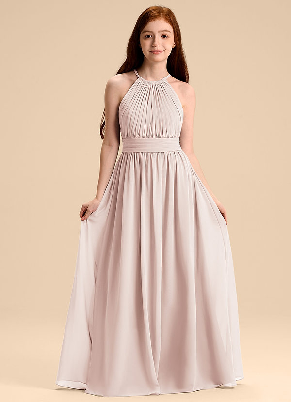 Azazie Malone Junior Vestido de Pétalo De Rosa de Gasa de Corte en A con Plisado image1