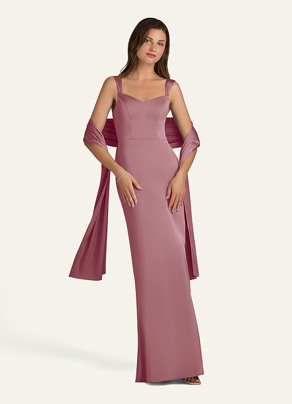 front Azazie Châle En Satin Extensible De Couleur Assortie